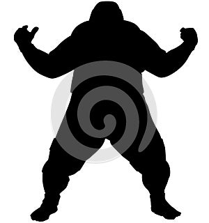Strong japanese sumo fighter, sumo wrestler. A sumÅ fighter is known as a sumÅtori or rikishi. silhouette